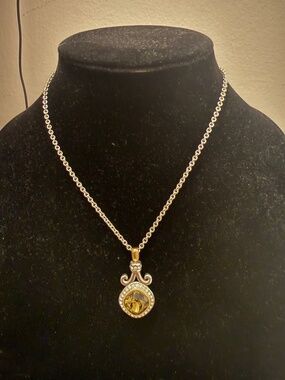 TI SENTO MILANO 925 Sterling Silver 16" Necklace - Champagne Smoky Topaz Cushion